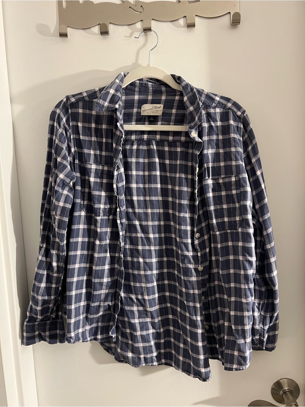 Navy + Pink Plaid Button-Up Shirt